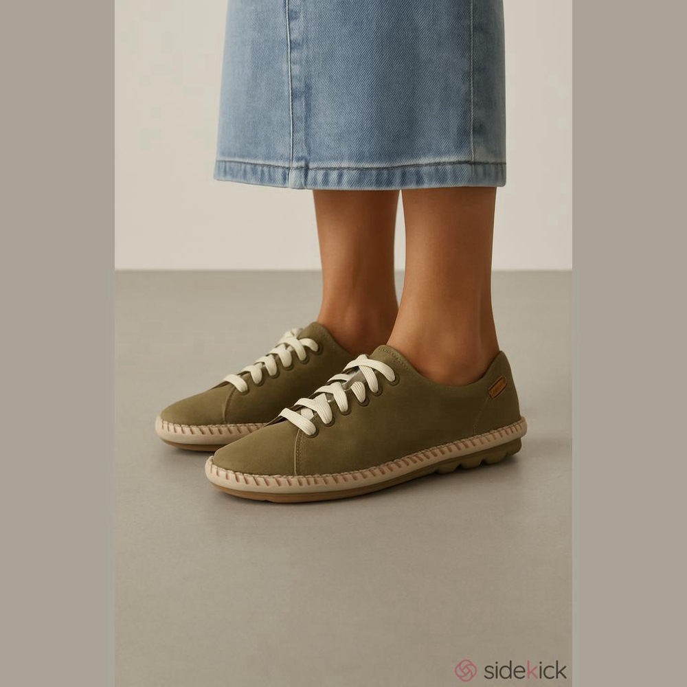 Pikolinos Riola Leather Sneakers Olive Green Stitch Detail Size EU 36 (US 6)